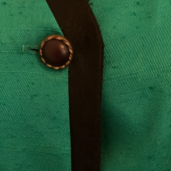 Vintage Dress R&A Collections Green black Trim Collar Neck Front Button Front - Picture 12 of 15